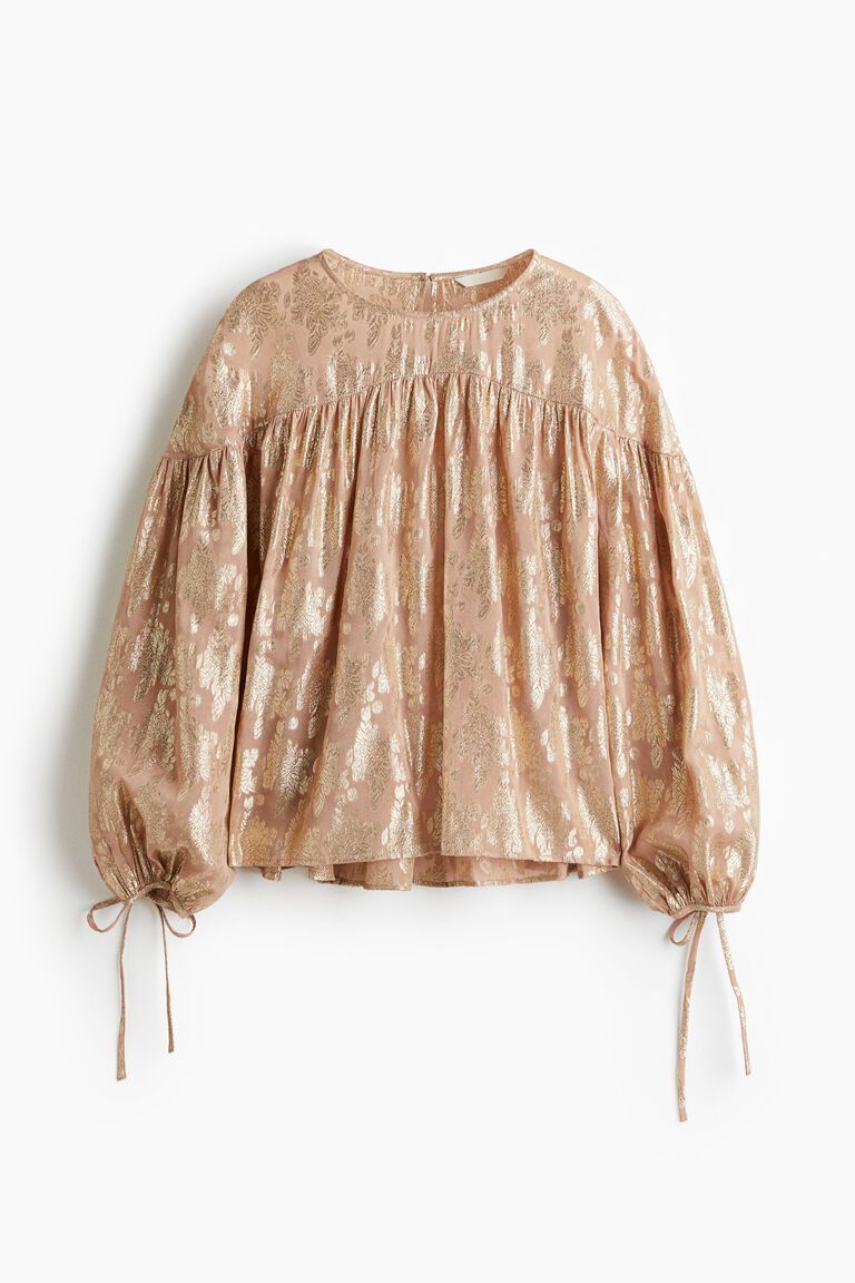 Oversized jacquard-weave blouse