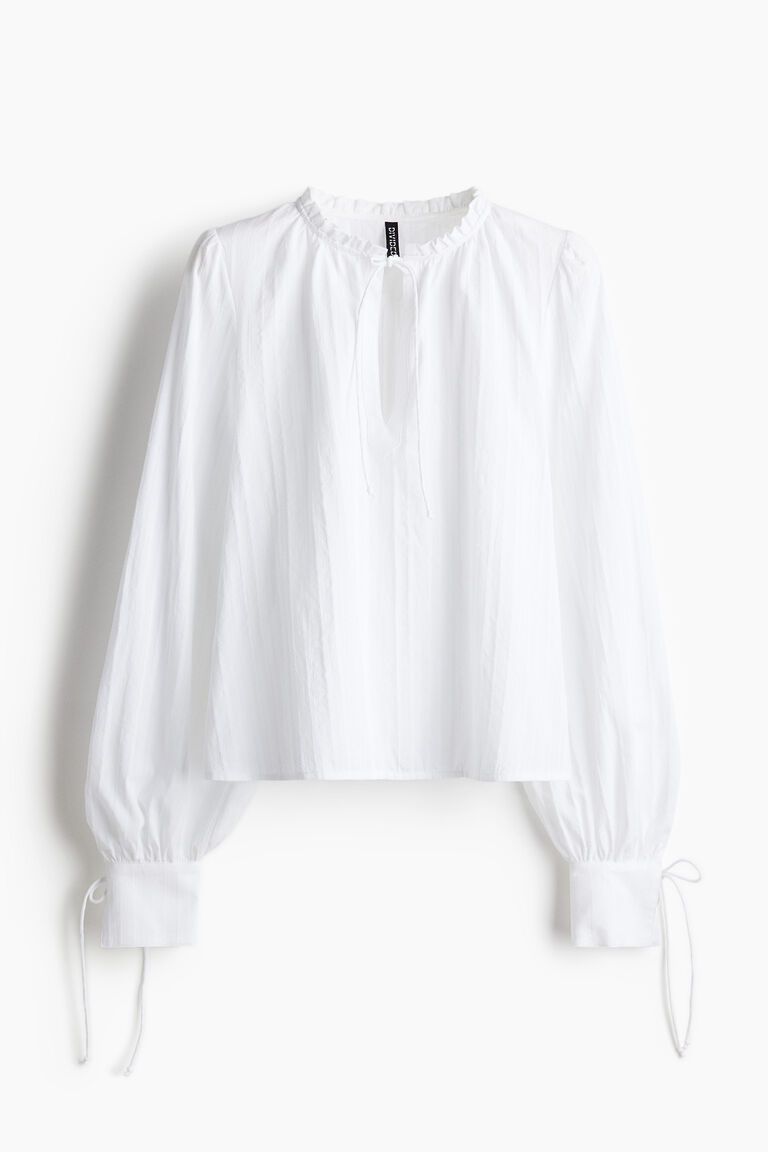 Tie-detail cotton blouse