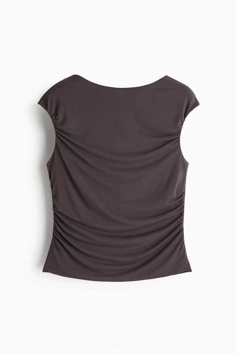 Draped cap-sleeved top
