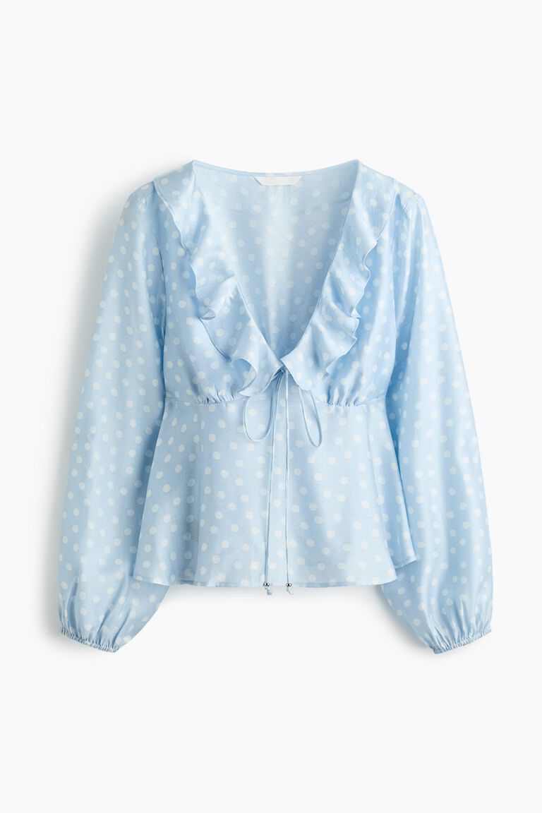 Flounce-trimmed blouse