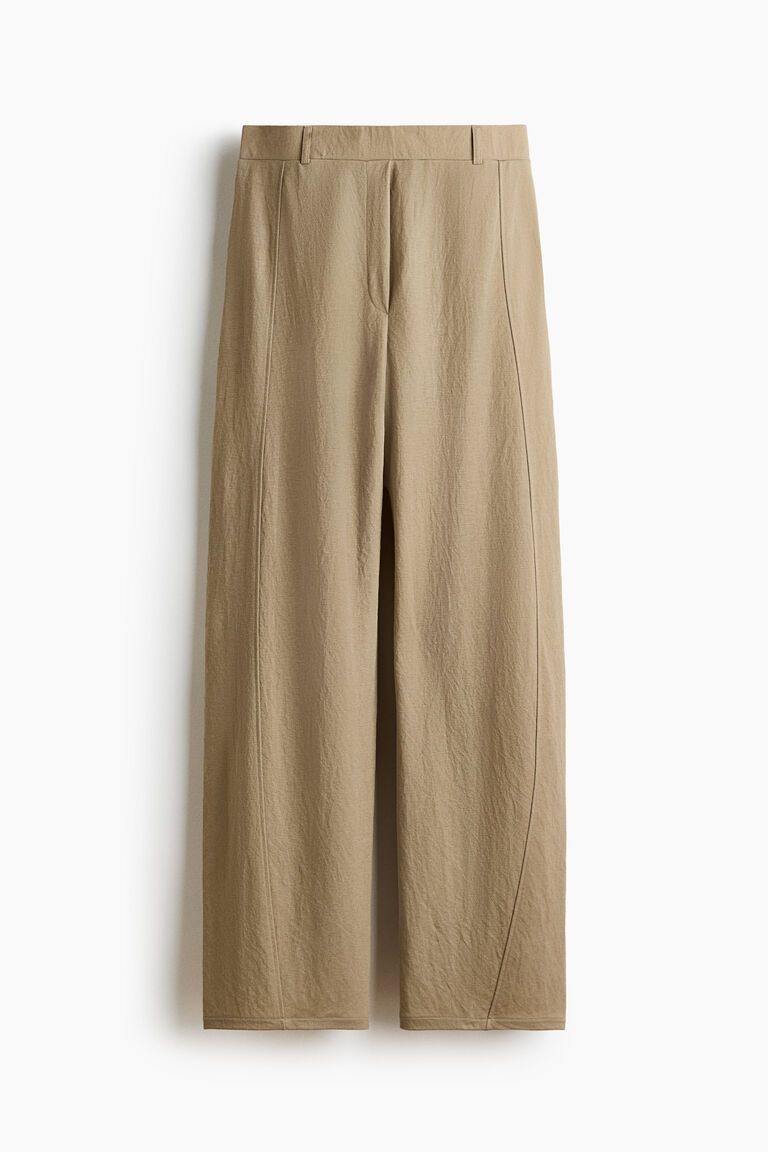 Viscose-blend barrel trousers