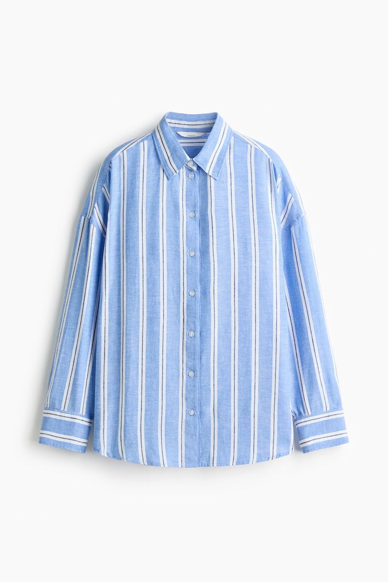 Oversized linen-blend shirt