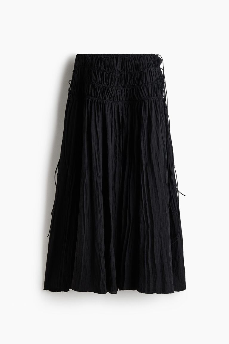 Crinkled drawstring skirt