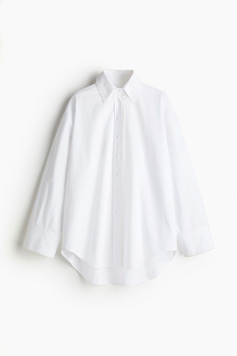 Stitching-detail cotton shirt