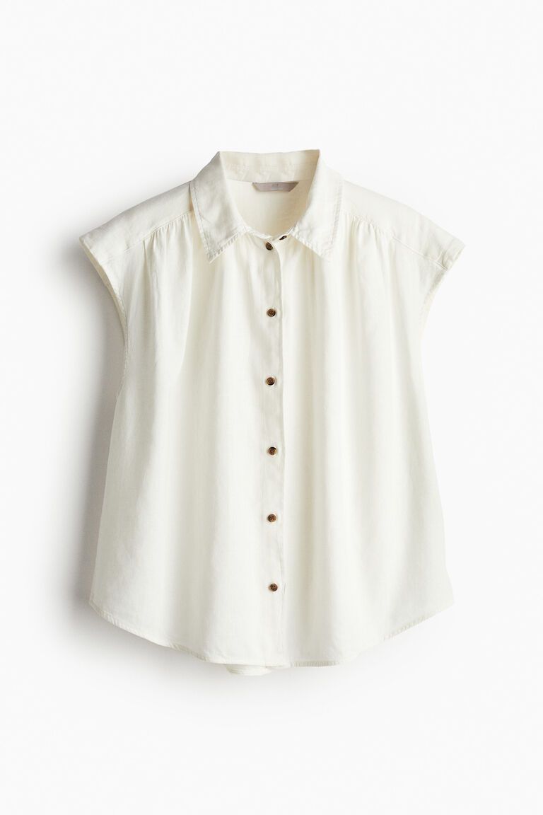 Linen-blend sleeveless shirt
