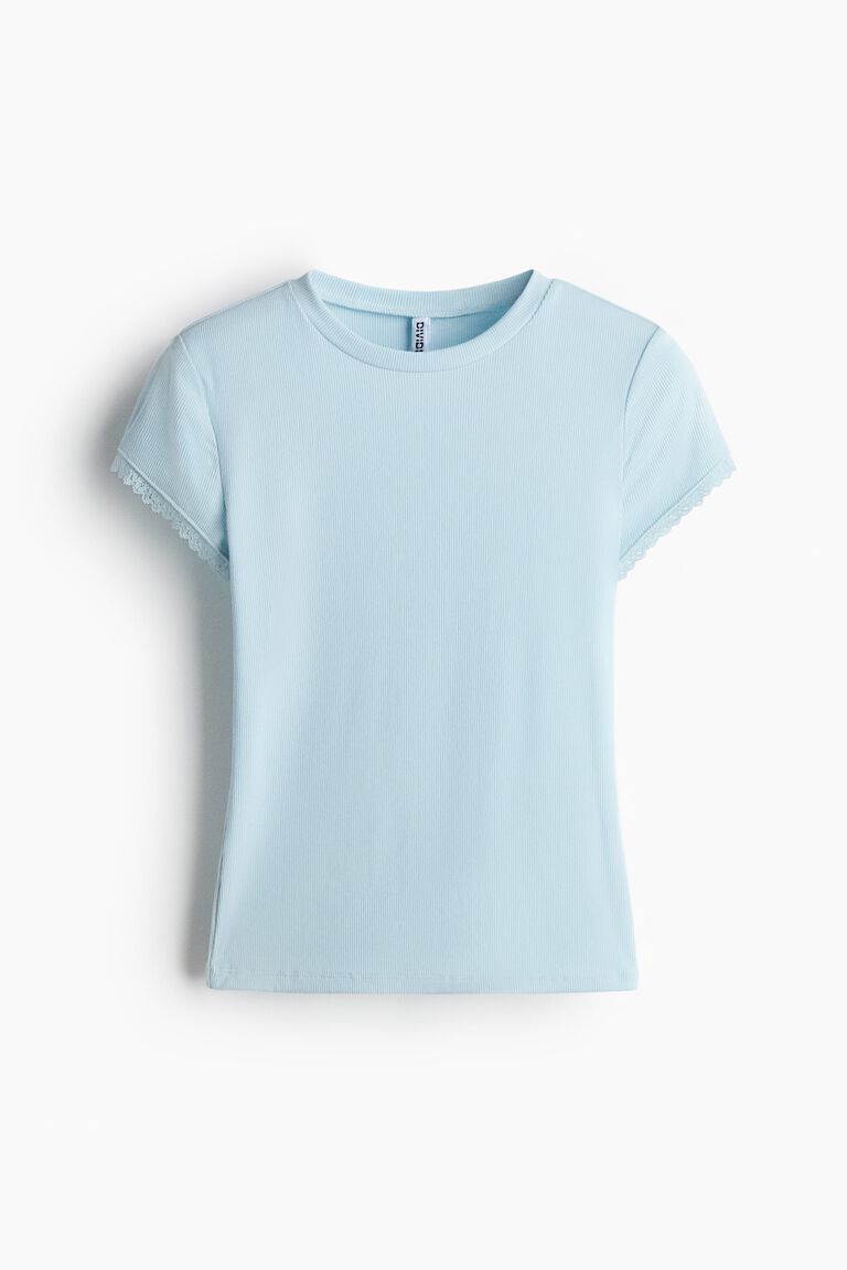 Lace-trimmed viscose T-shirt