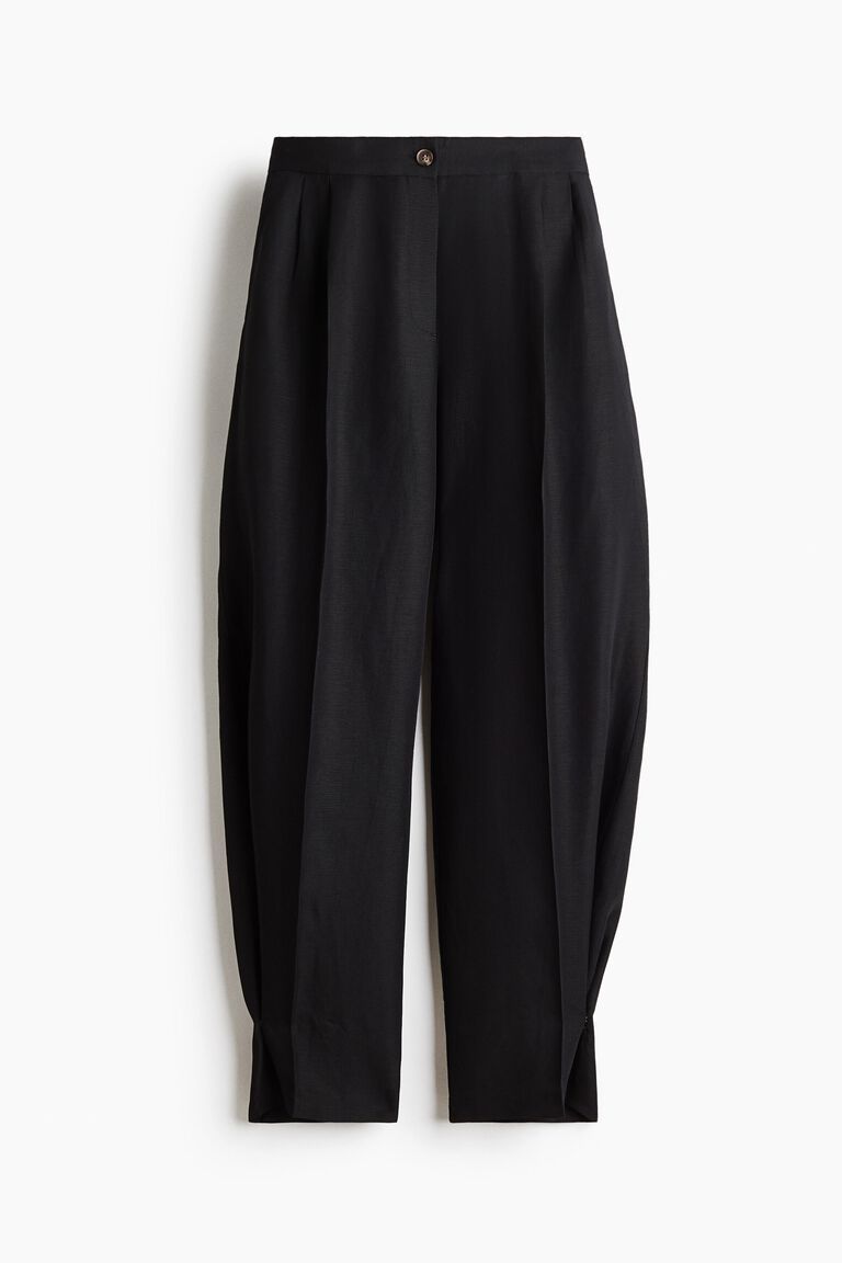 Linen-blend balloon trousers