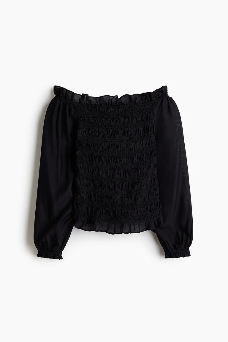 Smocked off-the shoulder blouse