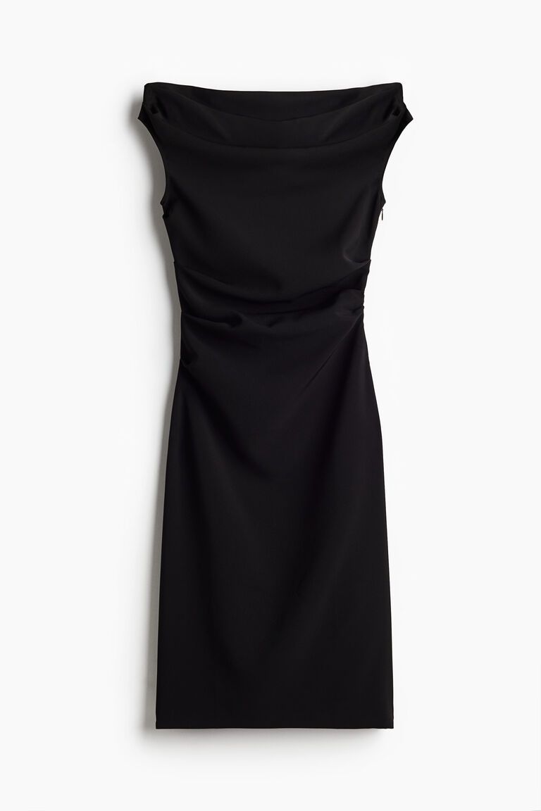 Draped twill dress