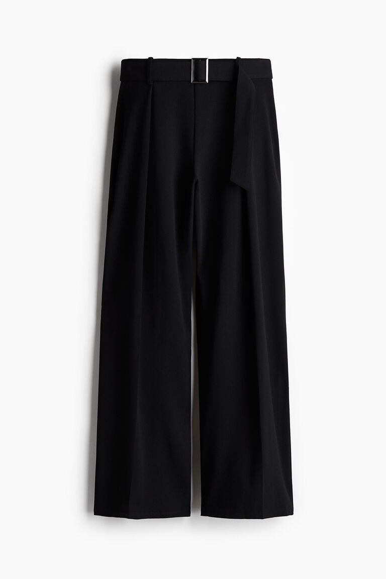 Wide belt-detail trousers