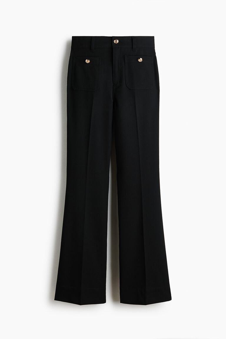 Flared twill trousers