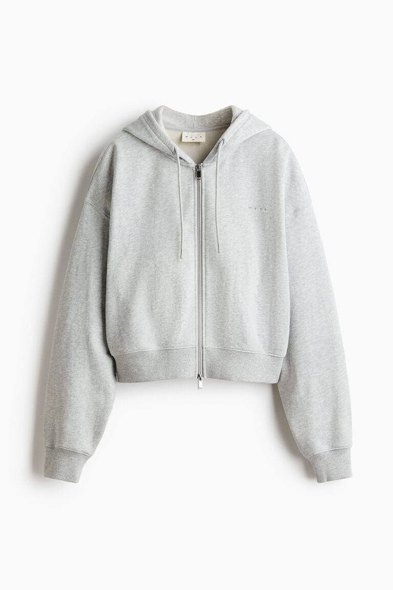 Sports cropped zip-through hoodie