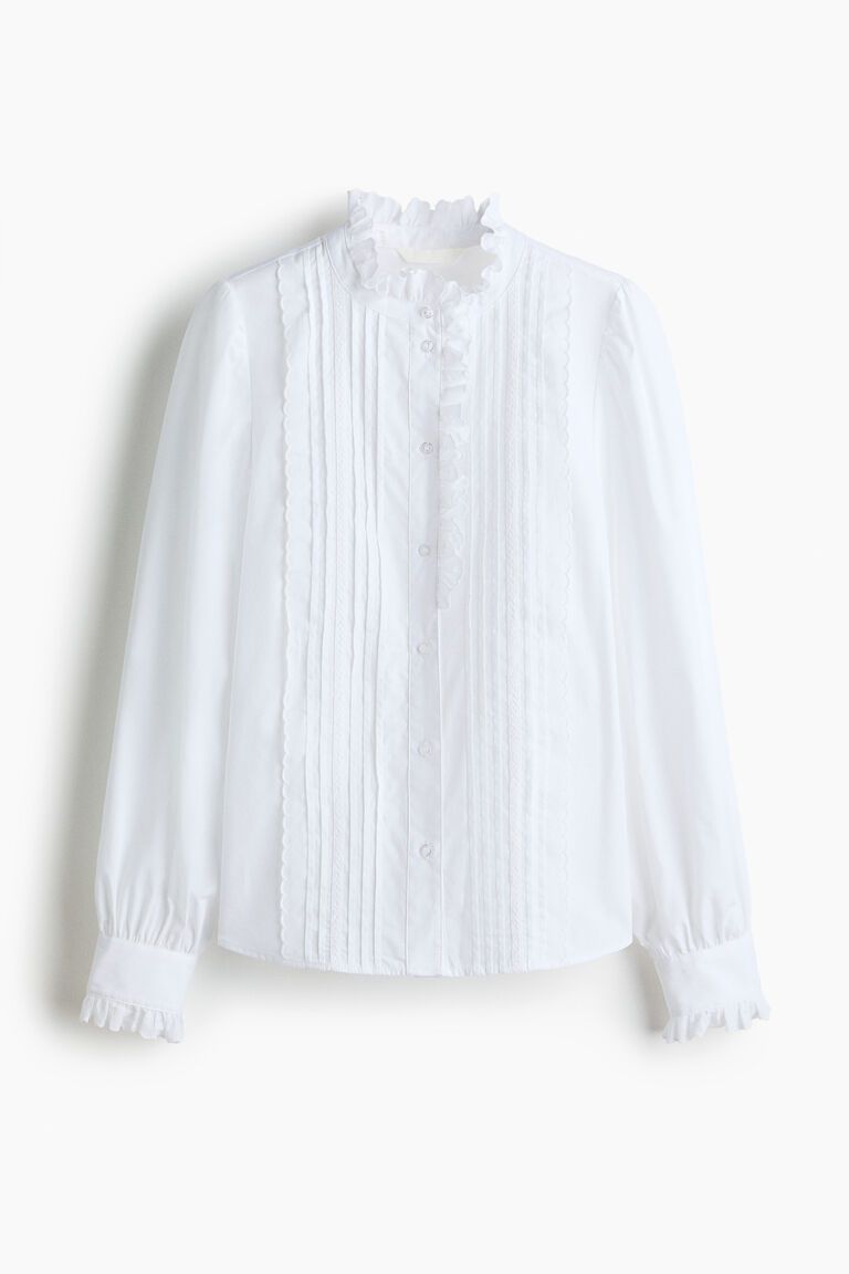 Pintucked cotton blouse