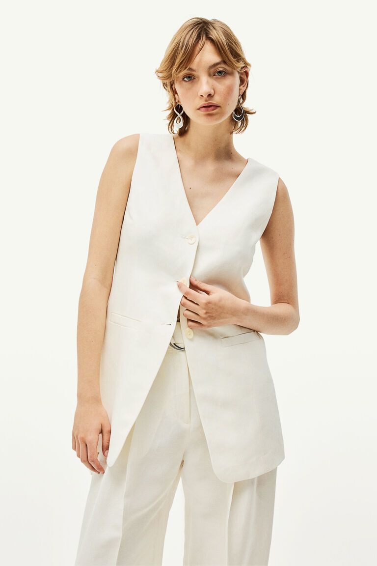 Linen-blend suit waistcoat