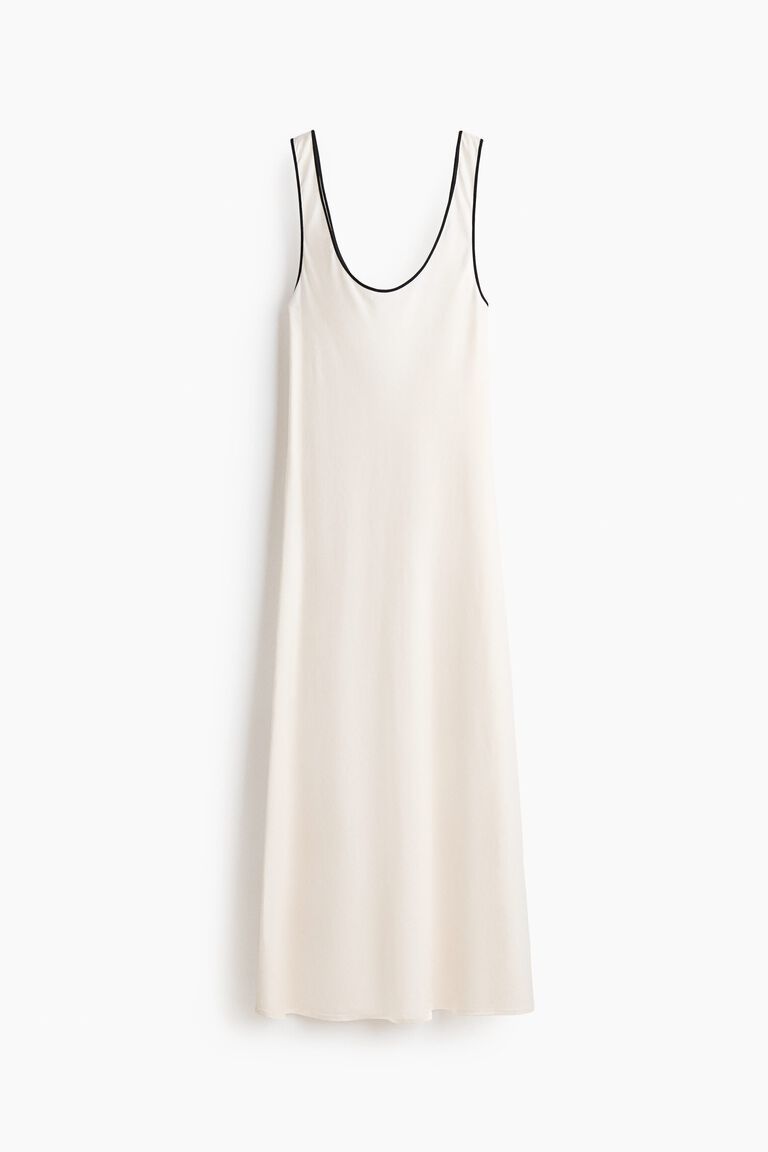 Linen-blend slip dress