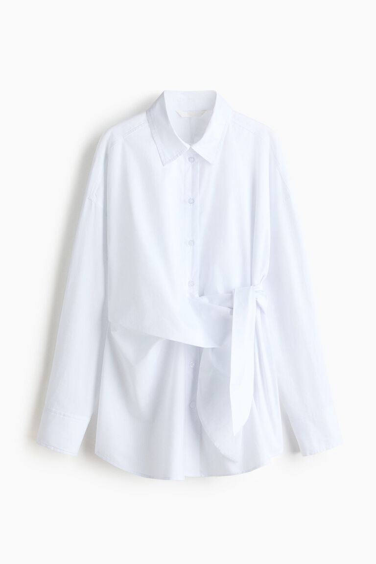 Tie-detail cotton shirt