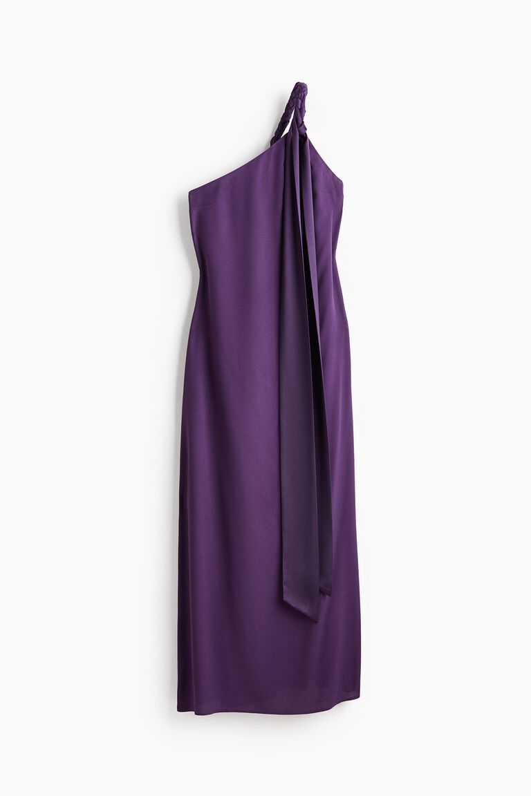 Braided-detail one-shoulder dress