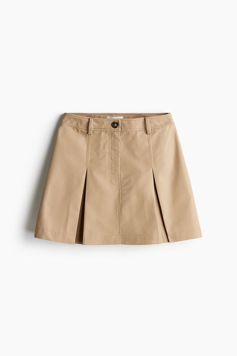 Pleated twill skirt