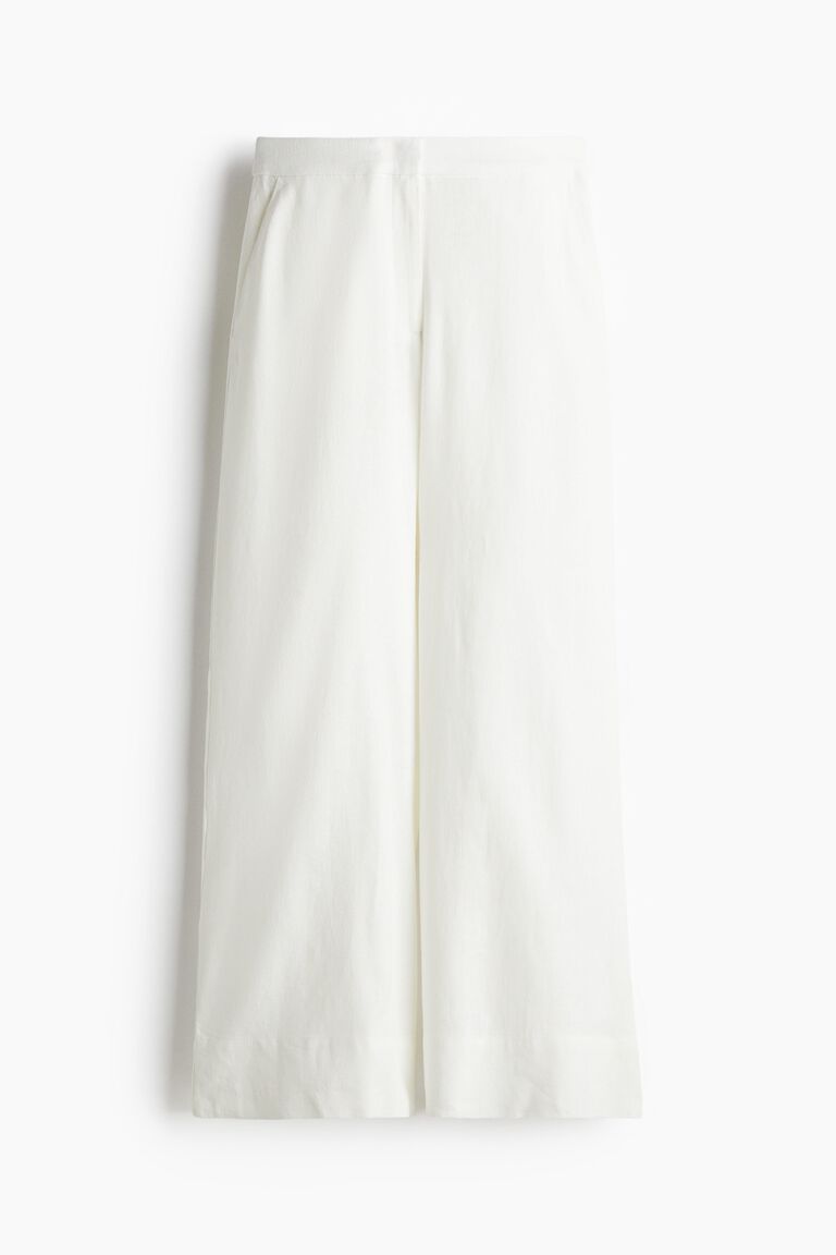 Wide linen-blend trousers
