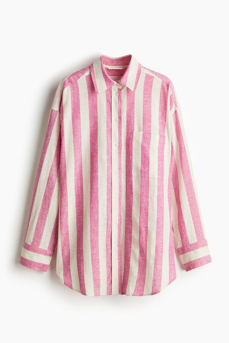 Oversized linen-blend shirt
