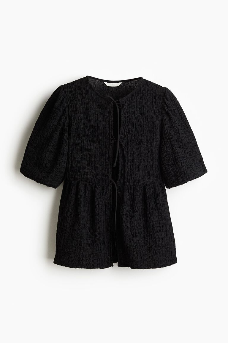 Tie-front peplum top