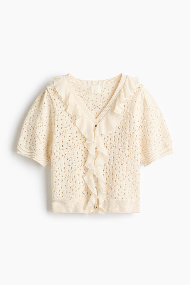 Flounce-trimmed cardigan