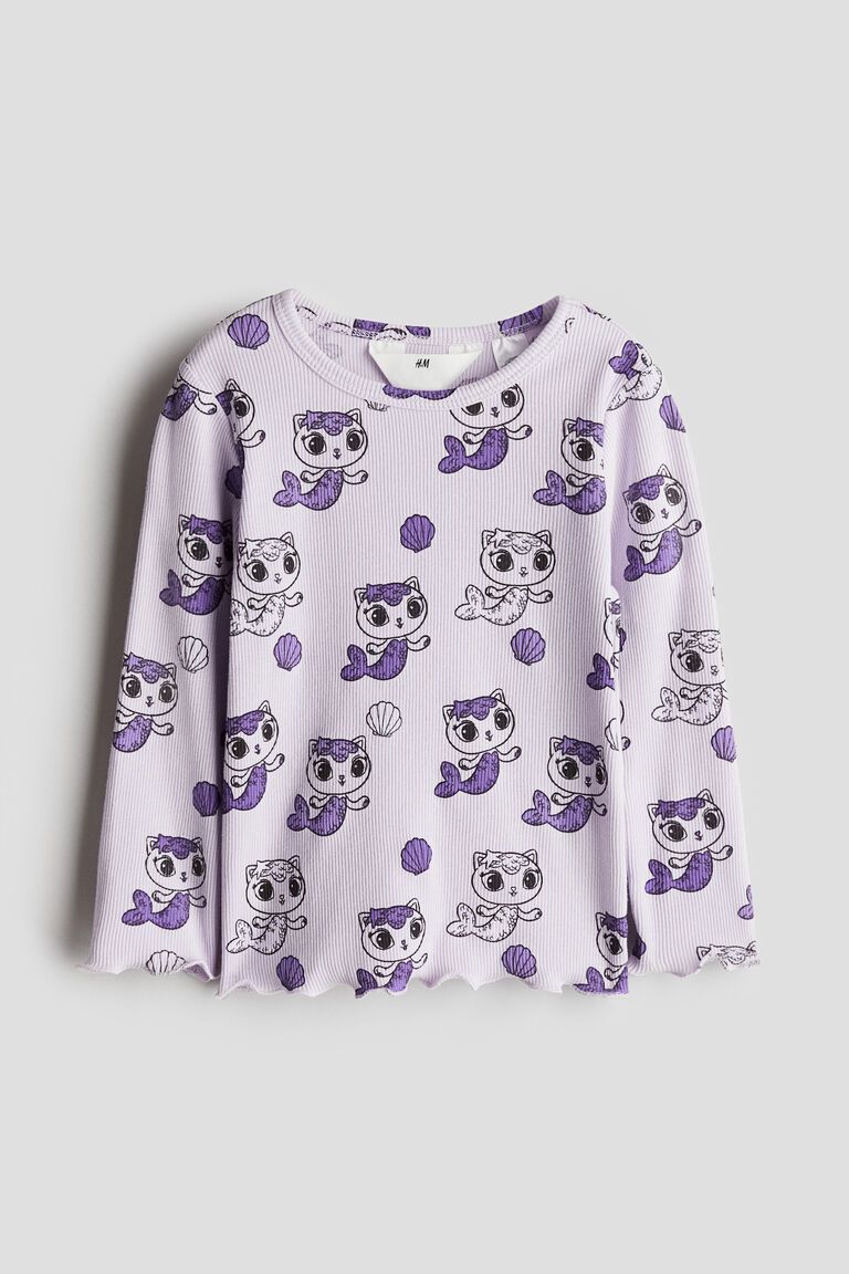Long-sleeved printed top