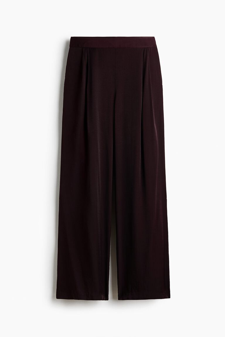 Pleated viscose-blend trousers