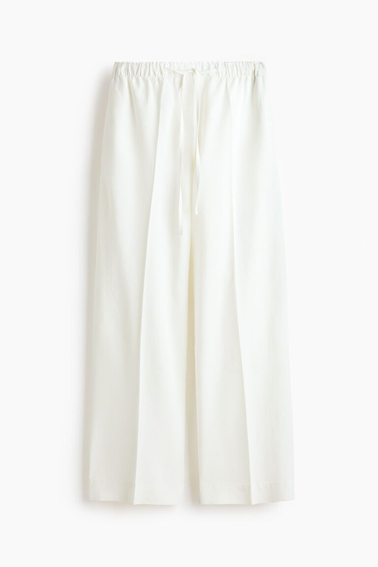 Linen-blend drawstring trousers