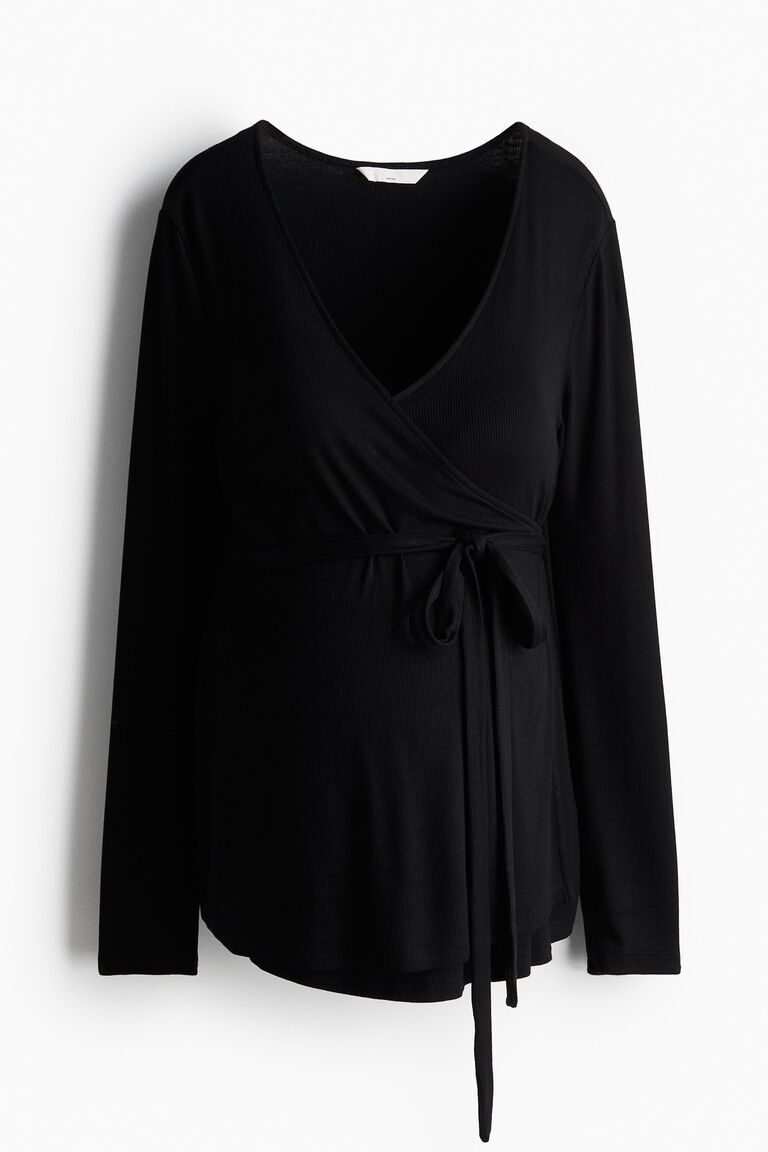 MAMA Ribbed wrap top