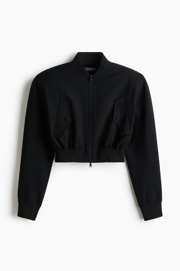 Cropped wool bomber jacket