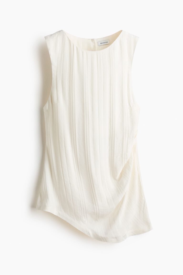 Open-back linen-blend top