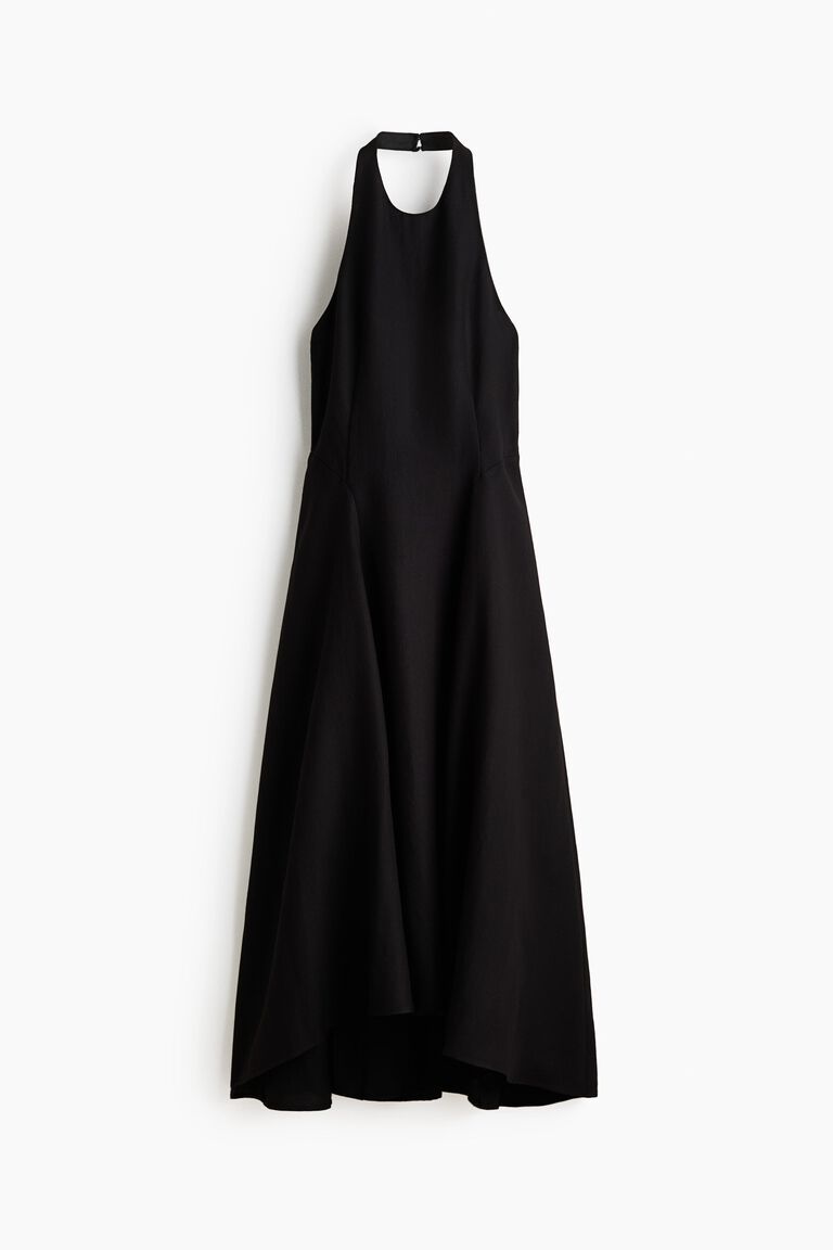 Flared-skirt halterneck dress