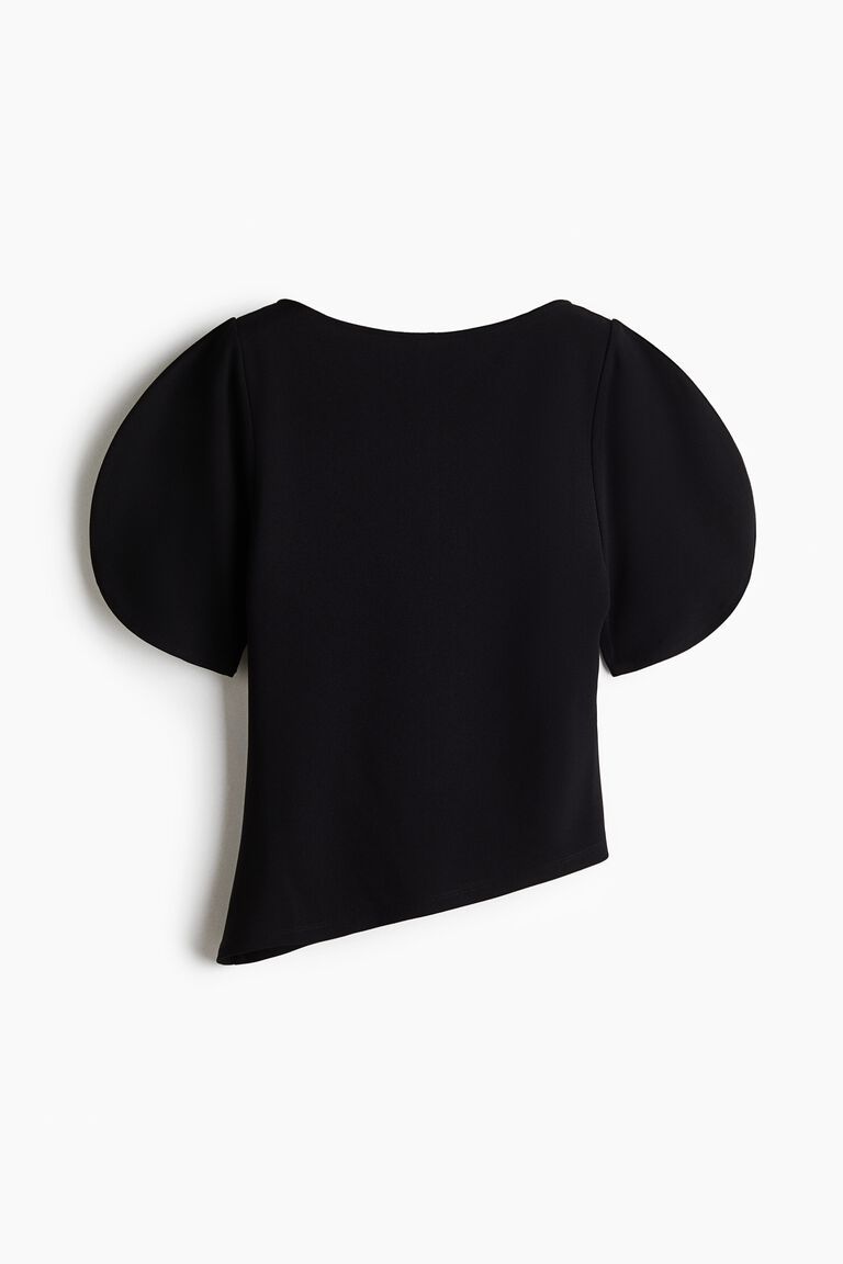 Puff-sleeved asymmetric top