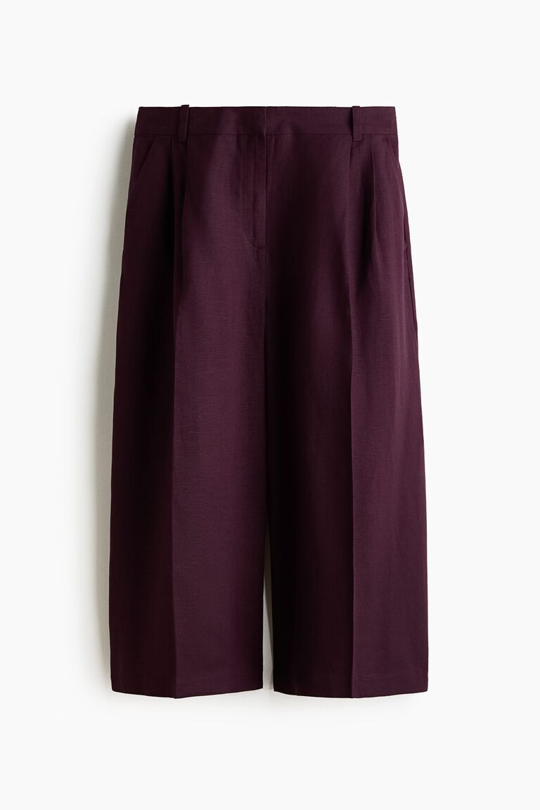 Wide linen-blend culottes