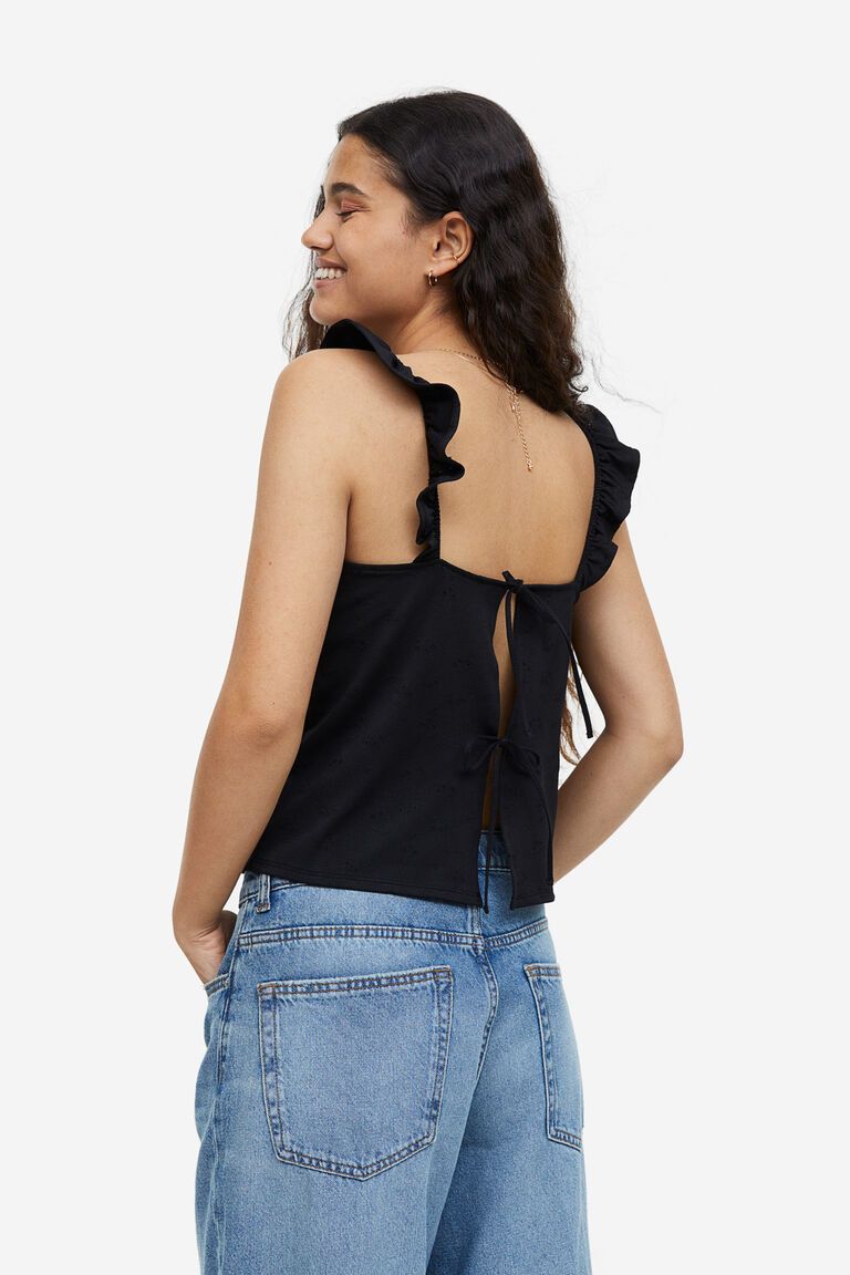 Tie-detail jersey top