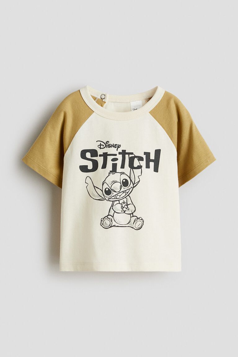 Print-motif cotton T-shirt
