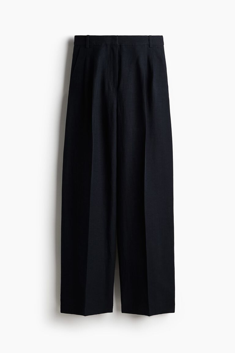 Wide linen-blend trousers