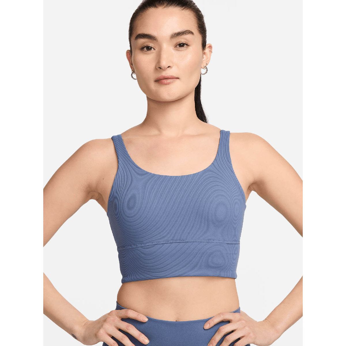 NIKE Zenvy Rib женский удлинённый спортивный бюстгальтер с лёгкой поддержкой и мягкими чашками