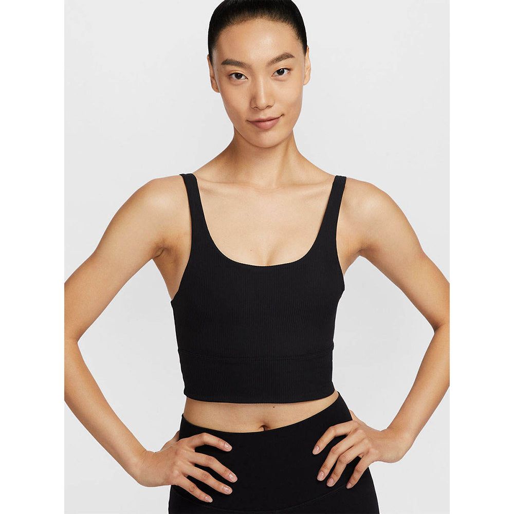 NIKE Zenvy Rib женский удлинённый спортивный бюстгальтер с лёгкой поддержкой и мягкими чашками