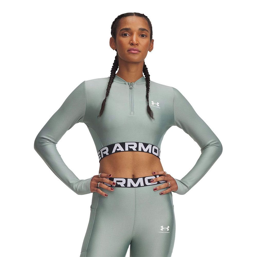 UNDER ARMOUR HeatGear® Rib ¼ Zip Long Sleeve женская компрессионная футболка