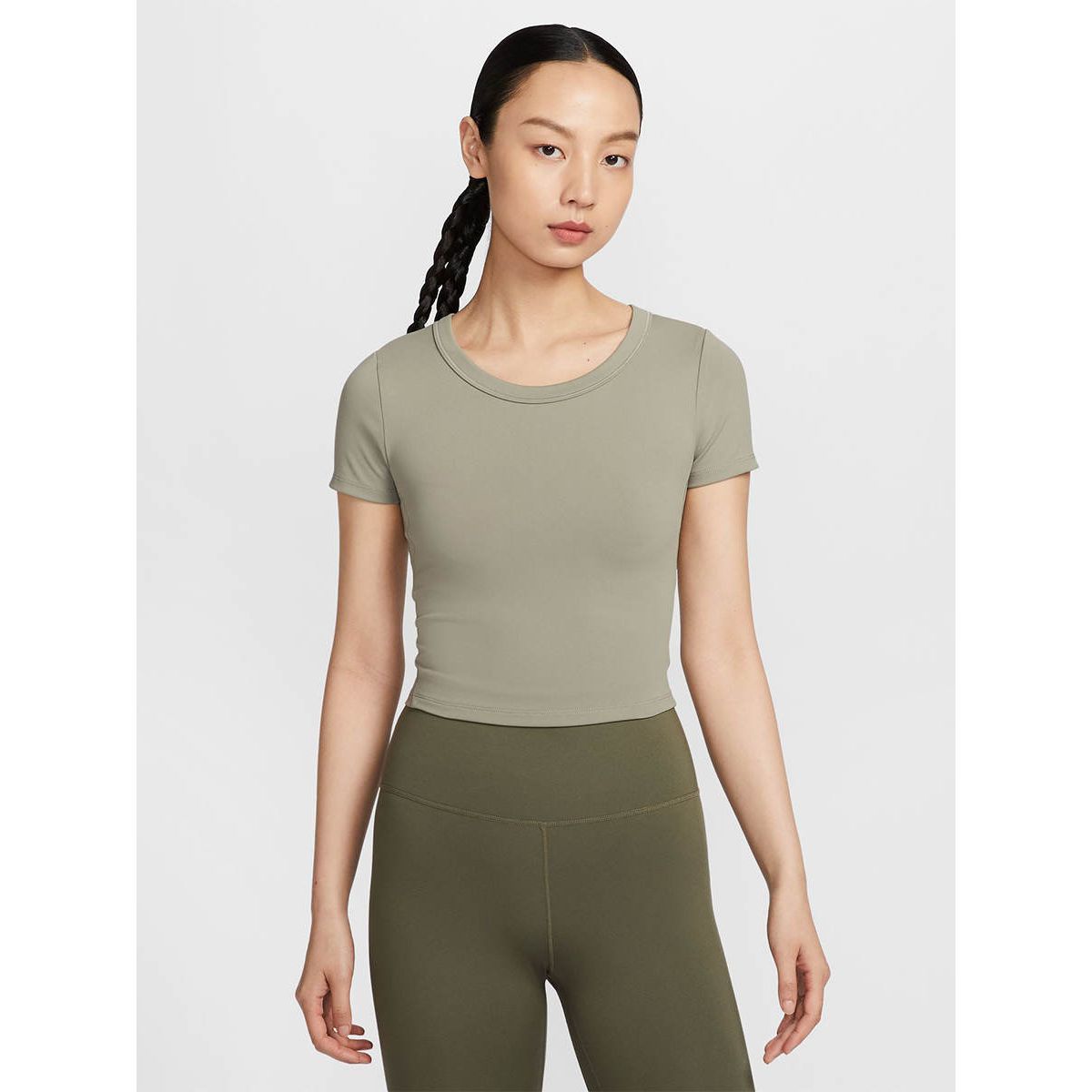 NIKE женская One Fitted Cropped тренировочная футболка