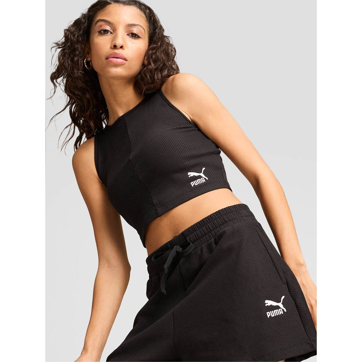 PUMA Classics Ribbed Crop Top женская майка