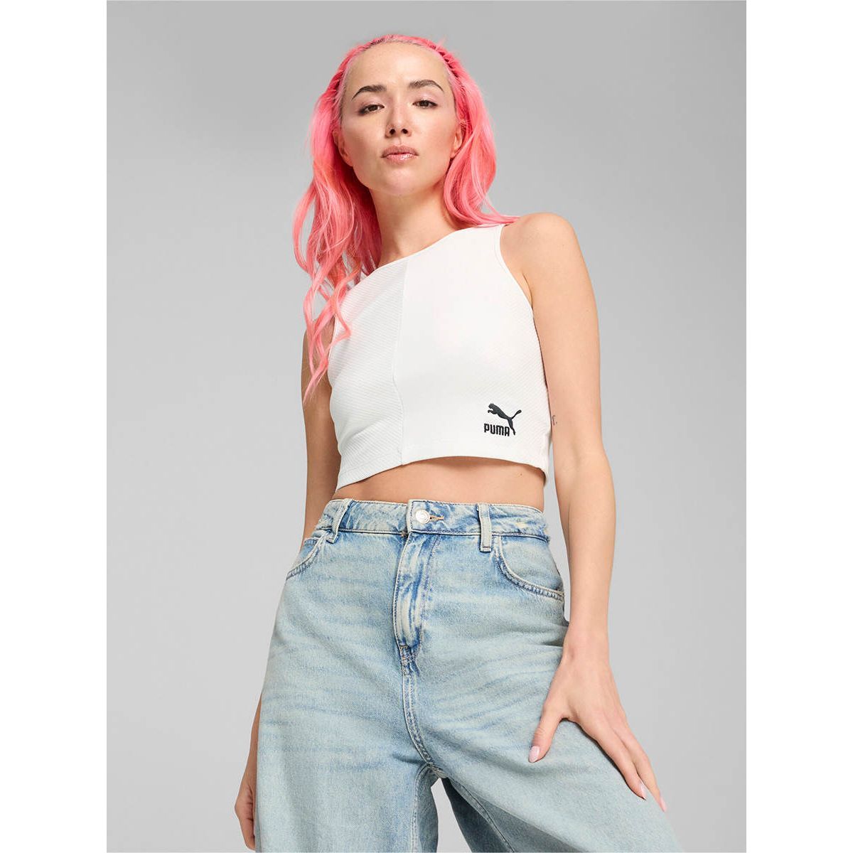 PUMA Classics Ribbed Crop Top женская майка
