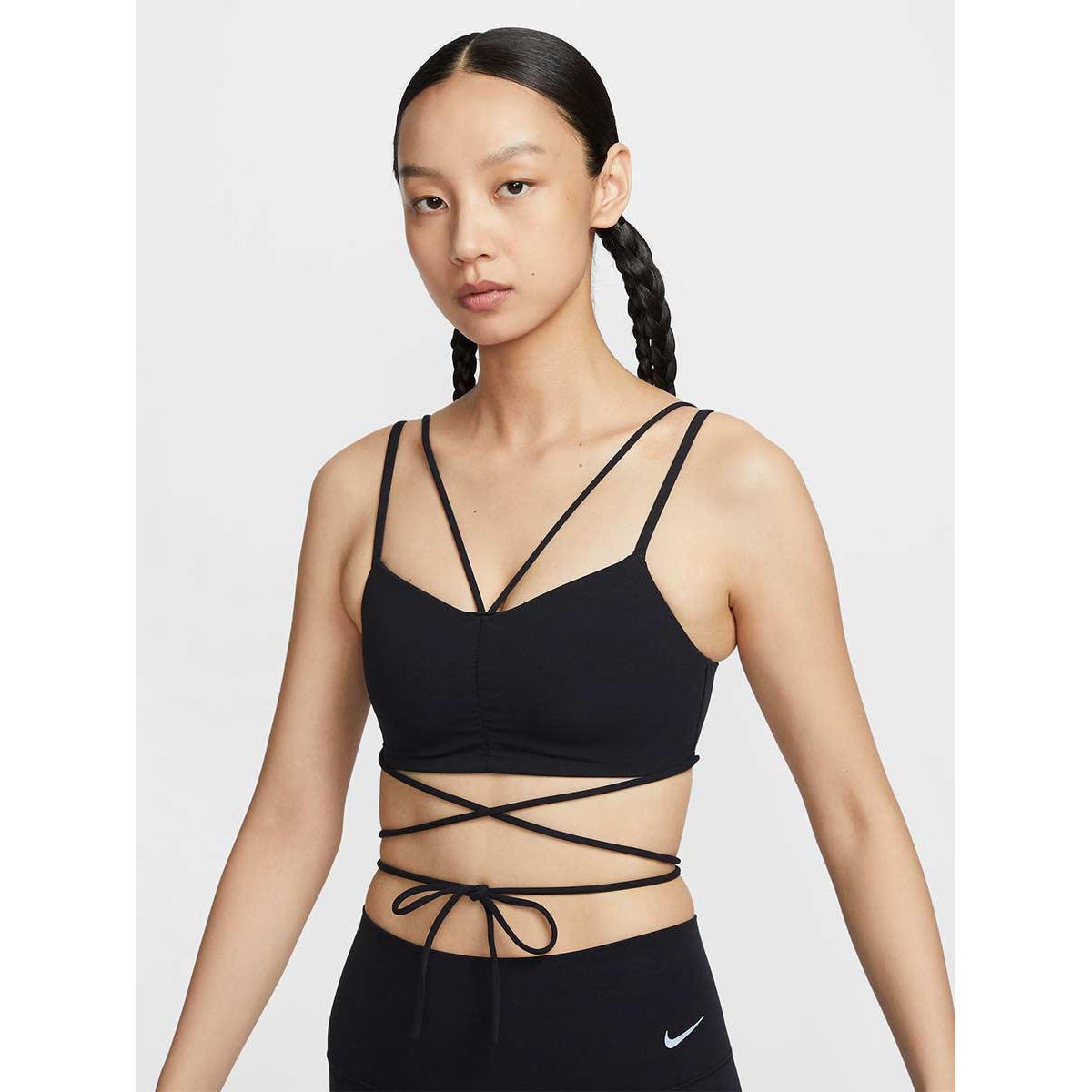 NIKE Zenvy Strappy Wrap женский спортивный бюстгальтер с лёгкой поддержкой и мягкими чашками